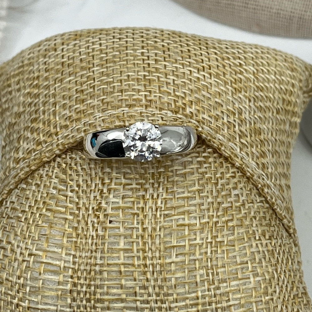 💎 Vintage 925 Sterling Silver Solitaire CZ Ring Size 7 - Picture 11 of 17